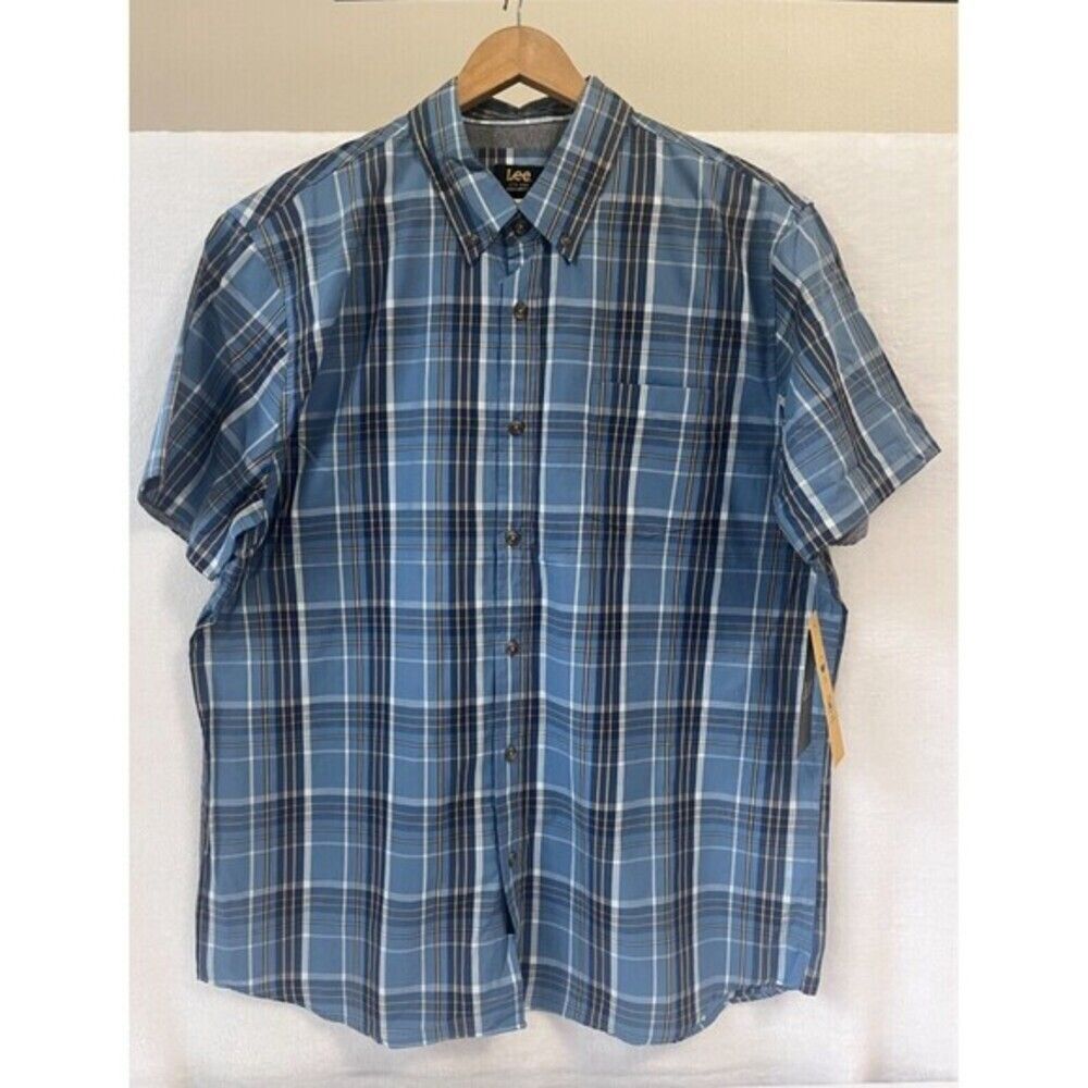 Lee 1889 Men's Short Sleeve Plaid Button Up Shirt Classic Fit Size XL $79